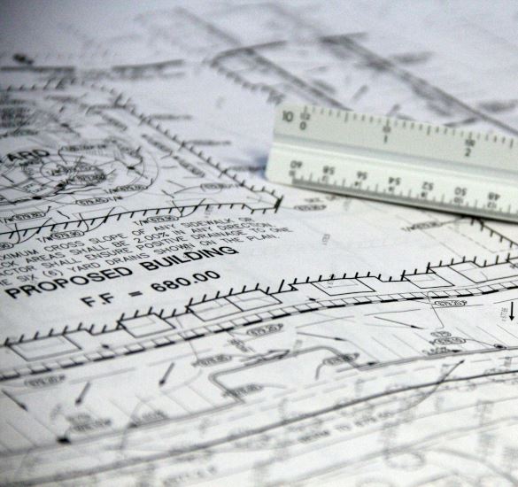 building plans and ruler